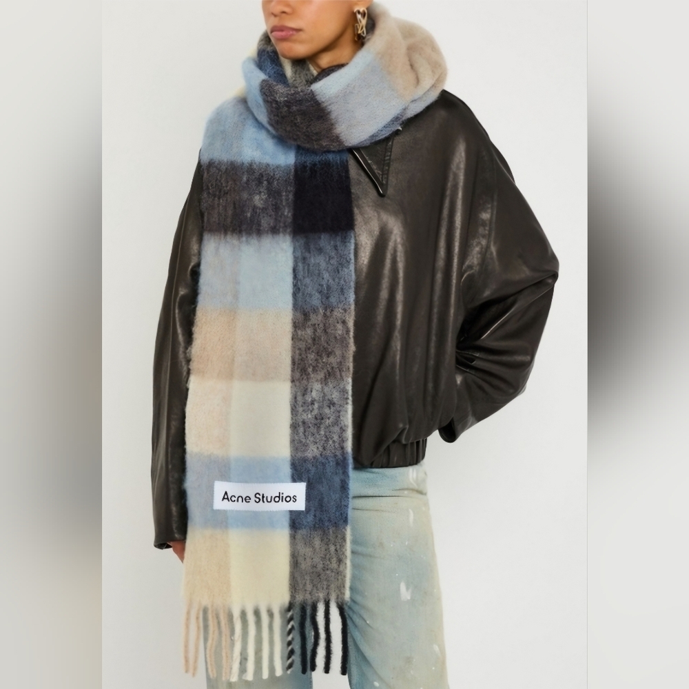 ✨ACNE STUDIOS✨ Multicoloured Wool & Alpaca Checked Scarf, Unisex - NWT - Picture 1 of 10